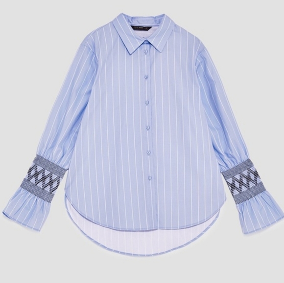 Zara Basic Collection stripe smocked shirt - Picture 2 of 13